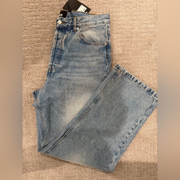 The KOOPLES Classic Blue Denim Wide Leg Jeans